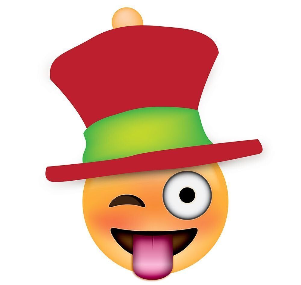 7413 Emoji One Eye Xmas Hat Poster Print - Ali Lynne 24 x 23